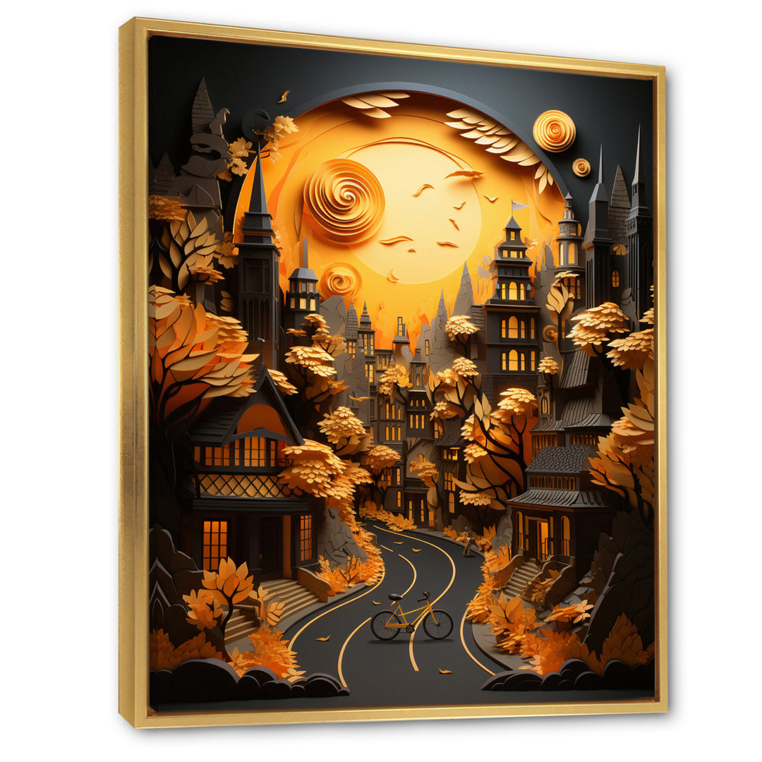Bicycle City Cycling Papercut - Bicycle Canvas Wall Art