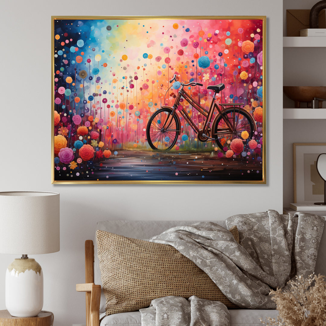 Bicycle Dreamlike Bicycles Pointillism - Bicycle Canvas Wall Art