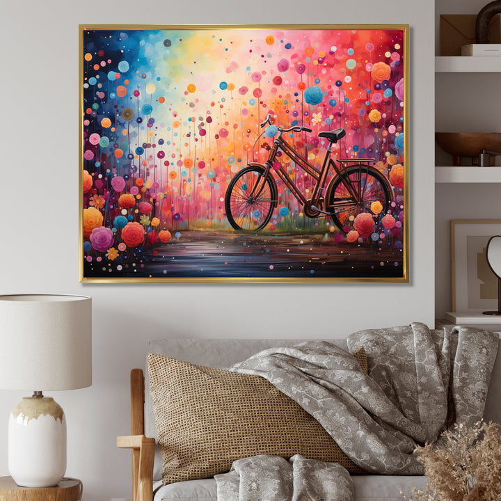 Bicycle Dreamlike Bicycles Pointillism - Bicycle Canvas Wall Art