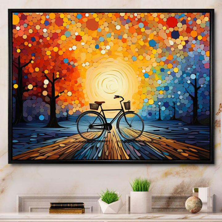 Bicycle Harmonious Pedals Pointillism I - Bicycle Canvas Wall Art