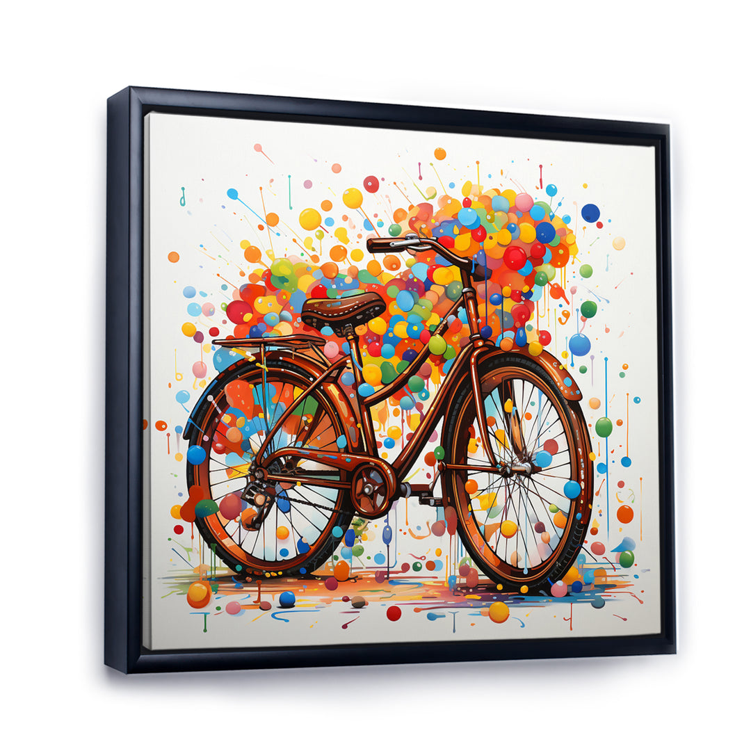 Bicycle Joyful Rides Pointillism I - Bicycle Canvas Wall Art