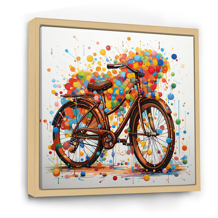 Bicycle Joyful Rides Pointillism I - Bicycle Canvas Wall Art