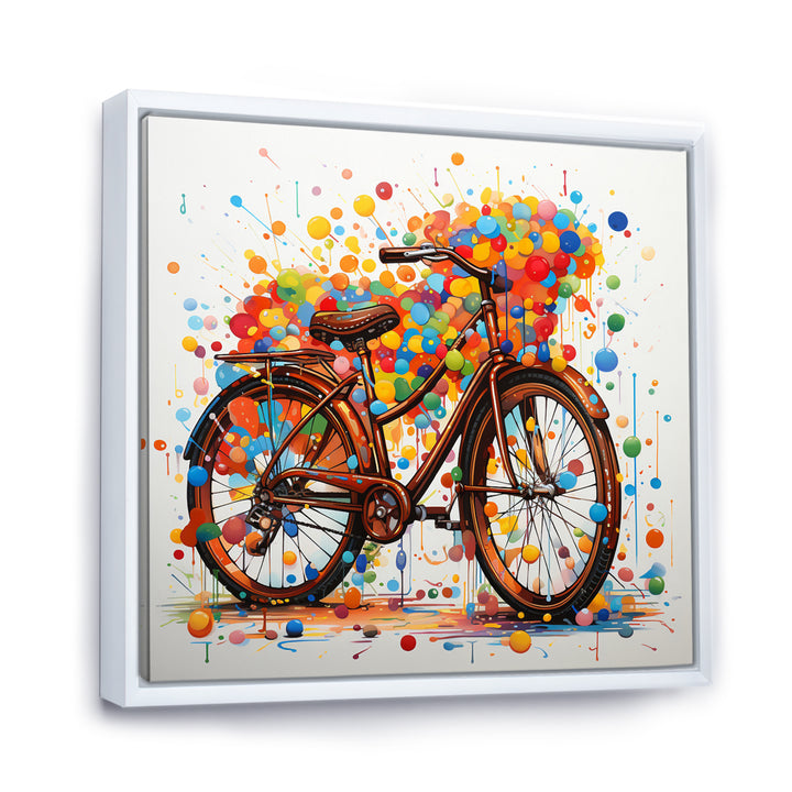 Bicycle Joyful Rides Pointillism I - Bicycle Canvas Wall Art