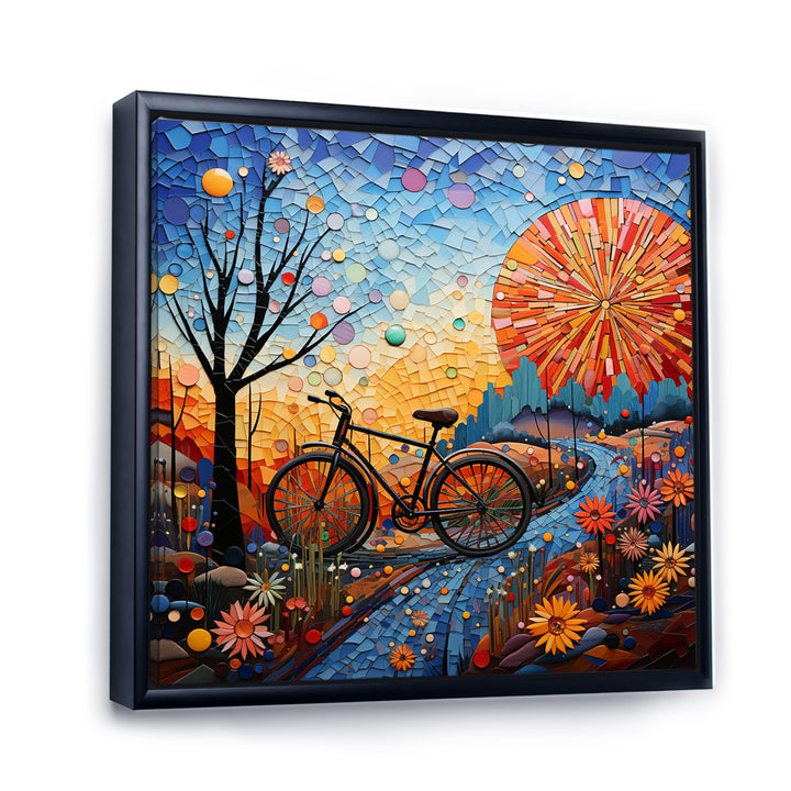 Bicycle Mosaic Spokes Pointillism - Bicycle Canvas Wall Art