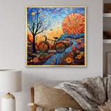 Bicycle Mosaic Spokes Pointillism - Bicycle Canvas Wall Art
