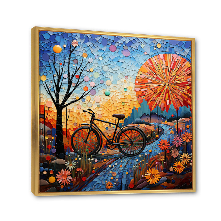 Bicycle Mosaic Spokes Pointillism - Bicycle Canvas Wall Art
