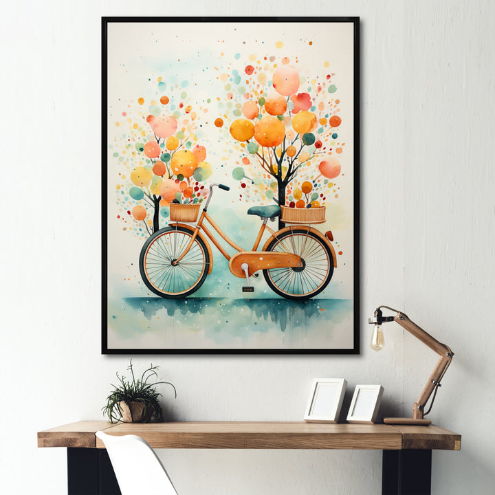 Bicycle Peaceful Rides Pointillism - Bicycle Canvas Wall Art