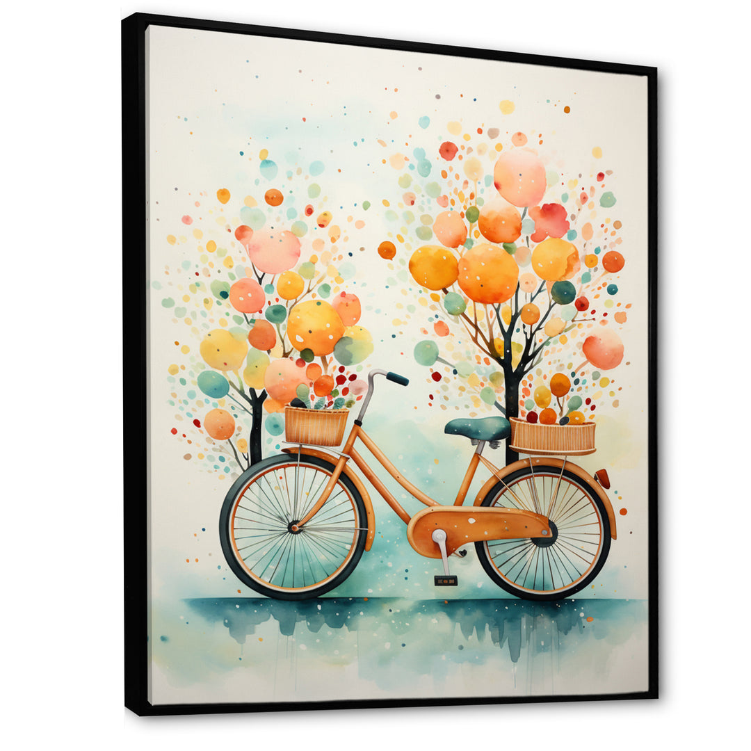 Bicycle Peaceful Rides Pointillism - Bicycle Canvas Wall Art