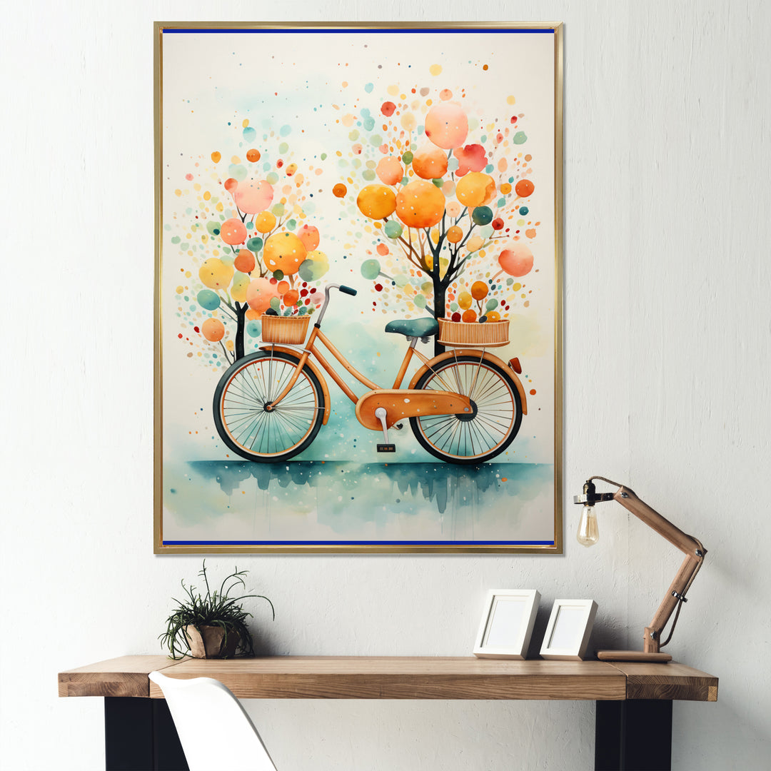 Bicycle Peaceful Rides Pointillism - Bicycle Canvas Wall Art