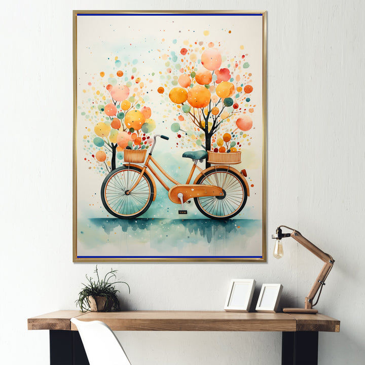 Bicycle Peaceful Rides Pointillism - Bicycle Canvas Wall Art