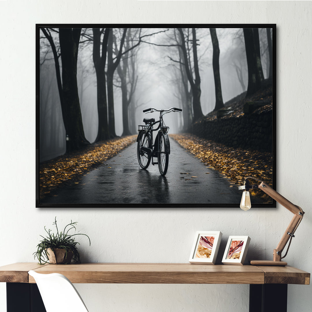 Bicycle Pedaling Into The - Bicycle Canvas Wall Art