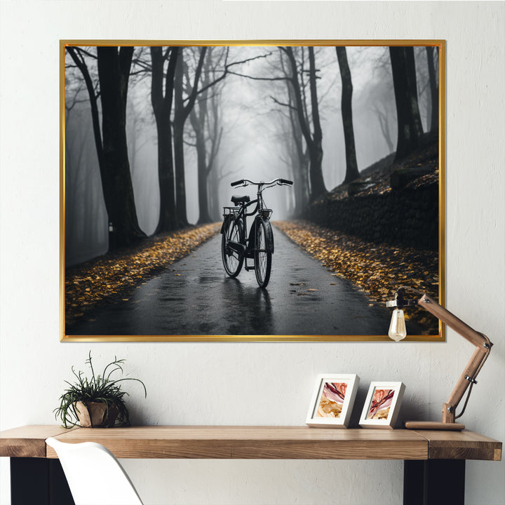 Bicycle Pedaling Into The - Bicycle Canvas Wall Art