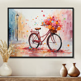 Bicycle Pedaling Memories Pointillism - Bicycle Canvas Wall Art