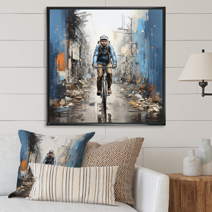 Bicycle Street Symphony Papercut - Bicycle Canvas Wall Art