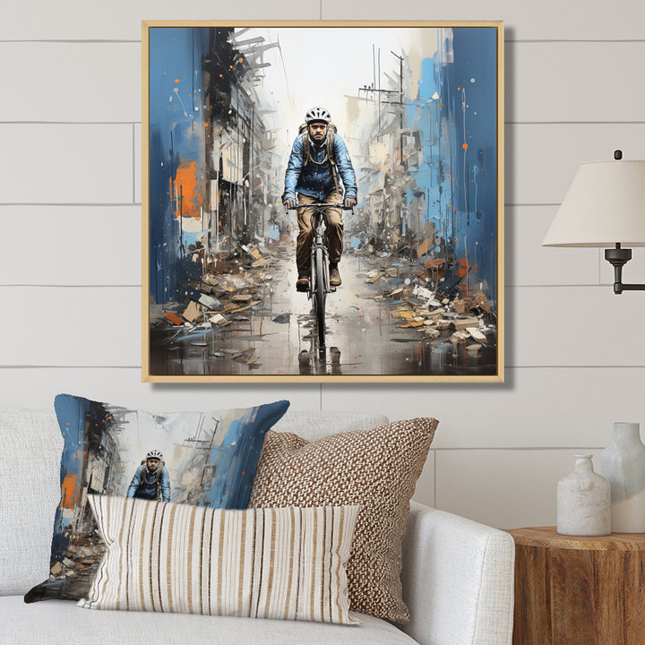 Bicycle Street Symphony Papercut - Bicycle Canvas Wall Art