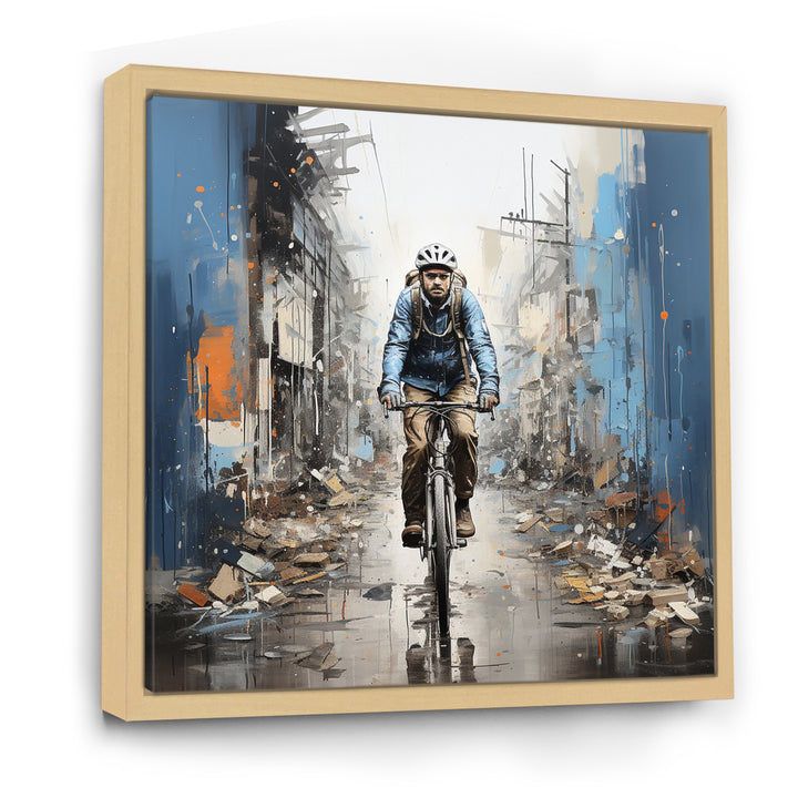 Bicycle Street Symphony Papercut - Bicycle Canvas Wall Art