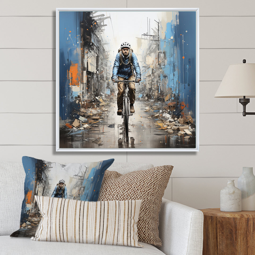 Bicycle Street Symphony Papercut - Bicycle Canvas Wall Art