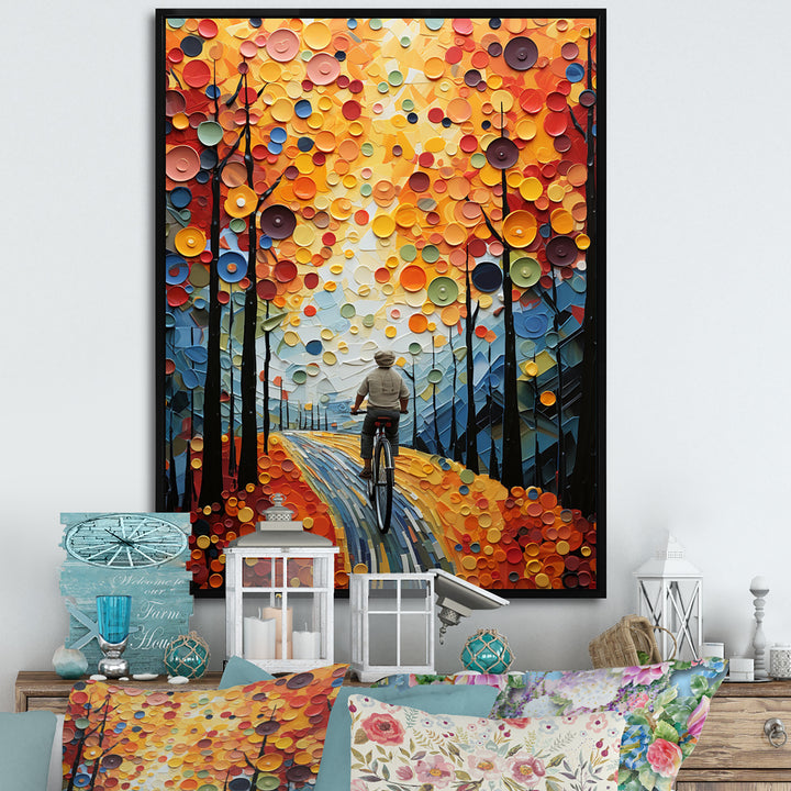 Bicycle Journey Pointillism - Bicycle Canvas Wall Art