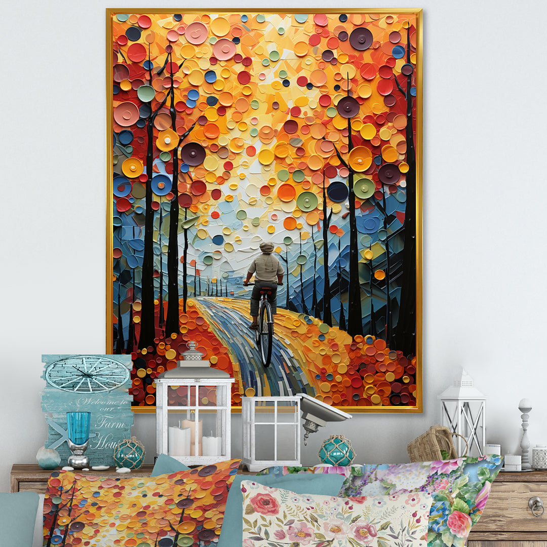 Bicycle Journey Pointillism - Bicycle Canvas Wall Art