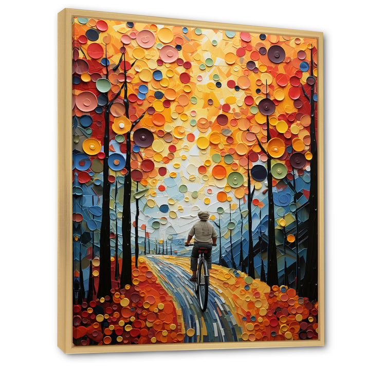 Bicycle Journey Pointillism - Bicycle Canvas Wall Art