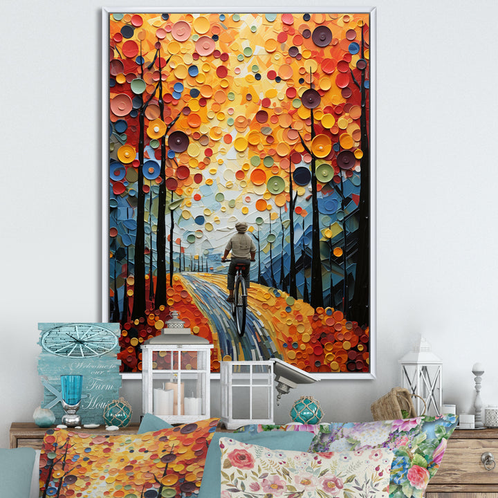 Bicycle Journey Pointillism - Bicycle Canvas Wall Art