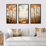 Birch Woods Autumn Whispers I - 3-Piece Canvas Wall Art