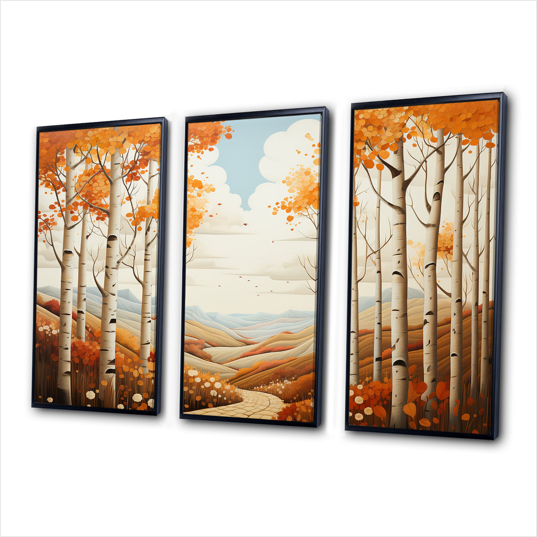 Birch Woods Autumn Whispers I - 3-Piece Canvas Wall Art
