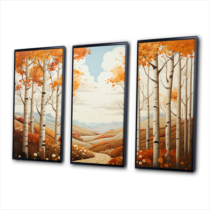 Birch Woods Autumn Whispers I - 3-Piece Canvas Wall Art