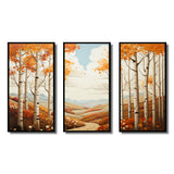 Birch Woods Autumn Whispers I - 3-Piece Canvas Wall Art