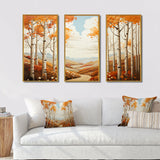 Birch Woods Autumn Whispers I - 3-Piece Canvas Wall Art