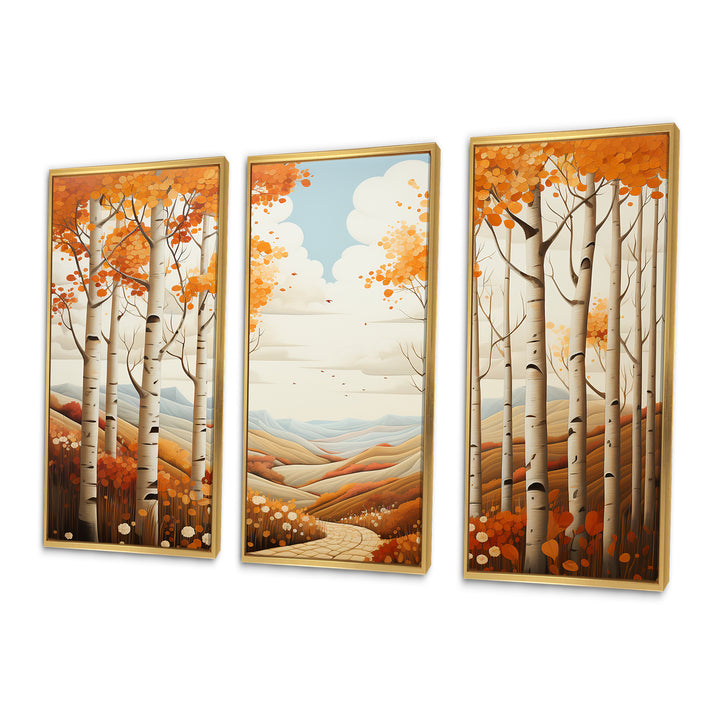 Birch Woods Autumn Whispers I - 3-Piece Canvas Wall Art