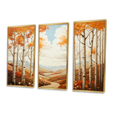 Birch Woods Autumn Whispers I - 3-Piece Canvas Wall Art
