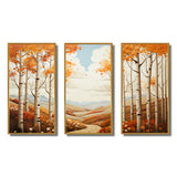 Birch Woods Autumn Whispers I - 3-Piece Canvas Wall Art