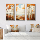 Birch Woods Autumn Whispers I - 3-Piece Canvas Wall Art
