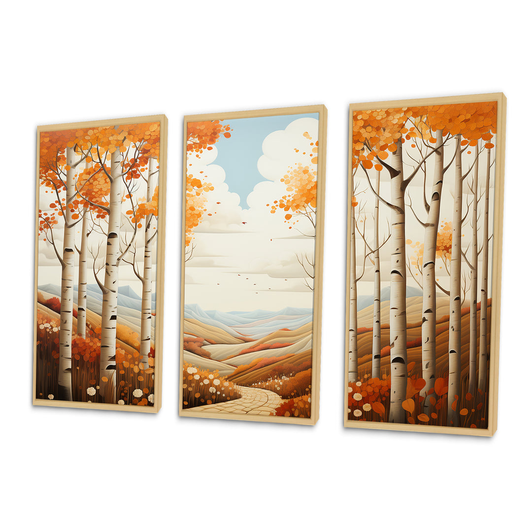 Birch Woods Autumn Whispers I - 3-Piece Canvas Wall Art