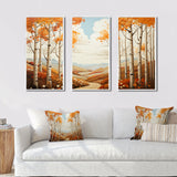 Birch Woods Autumn Whispers I - 3-Piece Canvas Wall Art
