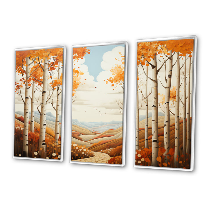 Birch Woods Autumn Whispers I - 3-Piece Canvas Wall Art