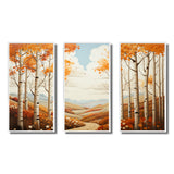 Birch Woods Autumn Whispers I - 3-Piece Canvas Wall Art