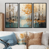Birch Woods Golden Reflections I - Split Panel Canvas Art