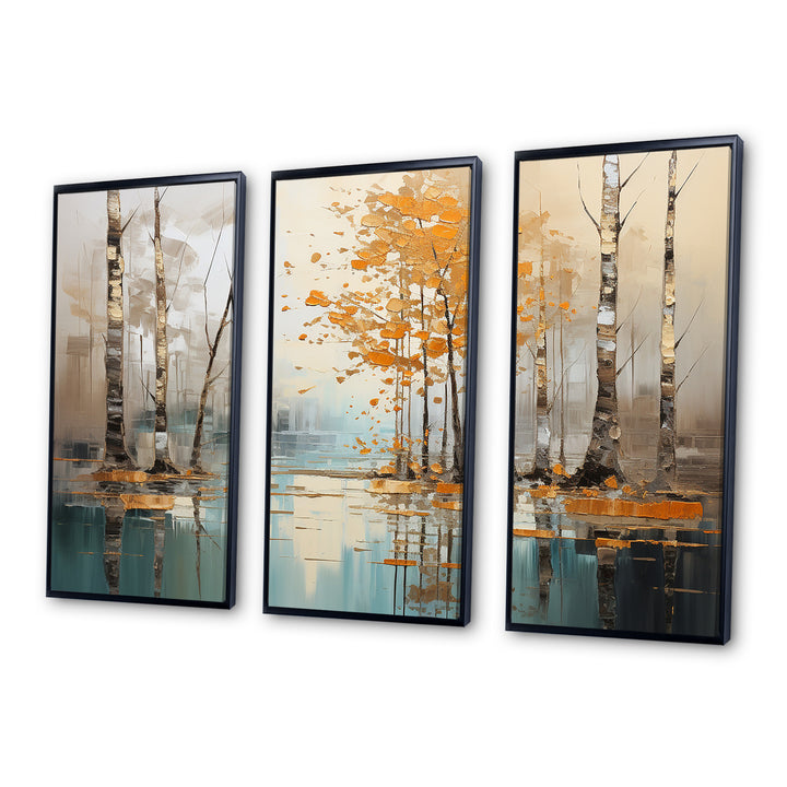 Birch Woods Golden Reflections I - Split Panel Canvas Art