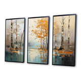 Birch Woods Golden Reflections I - Split Panel Canvas Art
