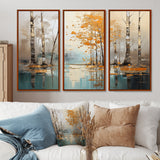 Birch Woods Golden Reflections I - Split Panel Canvas Art