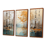 Birch Woods Golden Reflections I - Split Panel Canvas Art