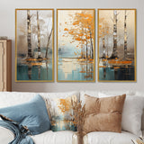 Birch Woods Golden Reflections I - Split Panel Canvas Art
