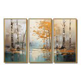 Birch Woods Golden Reflections I - Split Panel Canvas Art