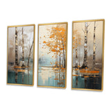 Birch Woods Golden Reflections I - Split Panel Canvas Art