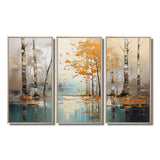 Birch Woods Golden Reflections I - Split Panel Canvas Art