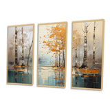 Birch Woods Golden Reflections I - Split Panel Canvas Art