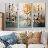Birch Woods Golden Reflections I - Split Panel Canvas Art