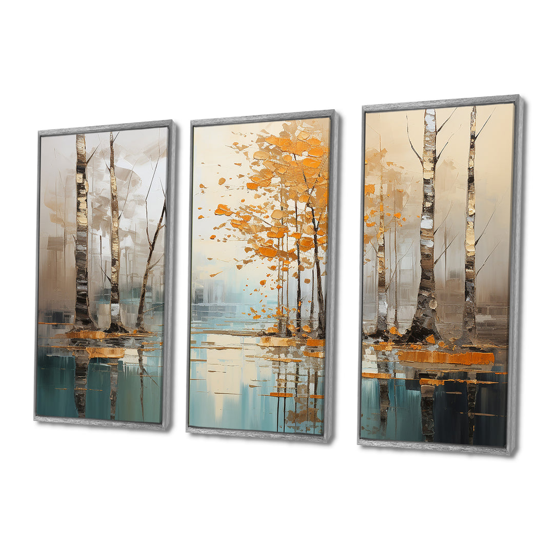 Birch Woods Golden Reflections I - Split Panel Canvas Art